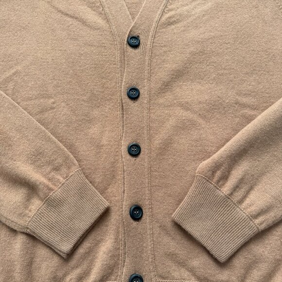 FERRAGAMO Camel Cashmere Cardigan V-Neck Sweater M/L - Picture 6 of 12